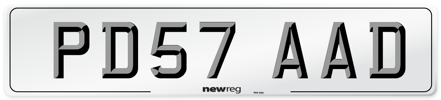 PD57 AAD Number Plate from New Reg